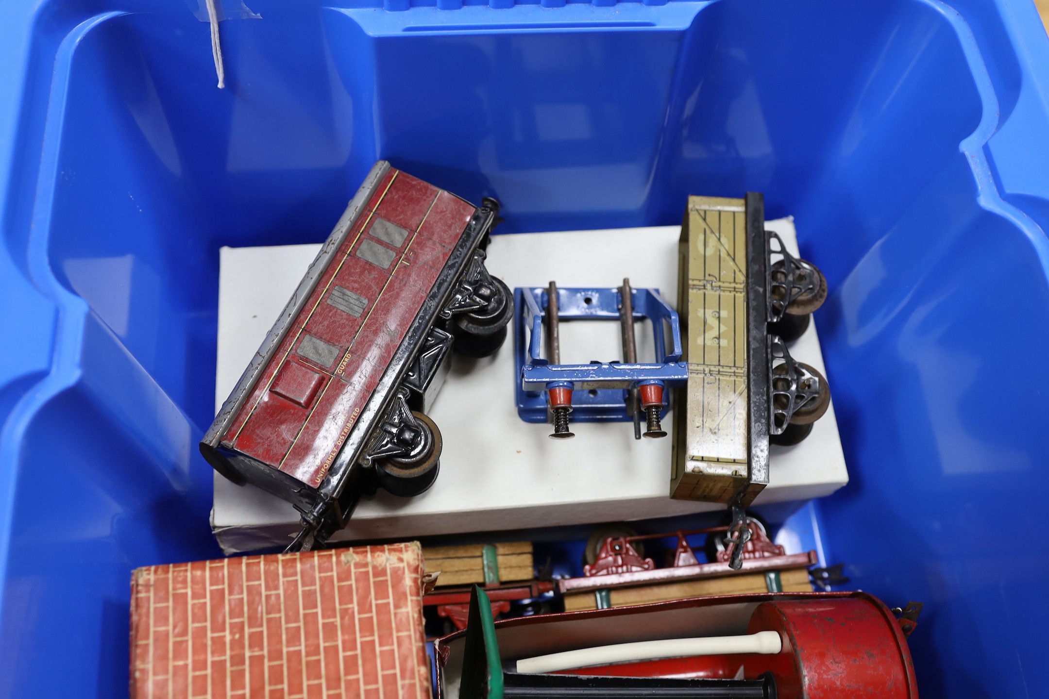 A Hornby gauge O train collection including No. 2 LMS clockwork tank locomotive no. 2349, largely pre-war